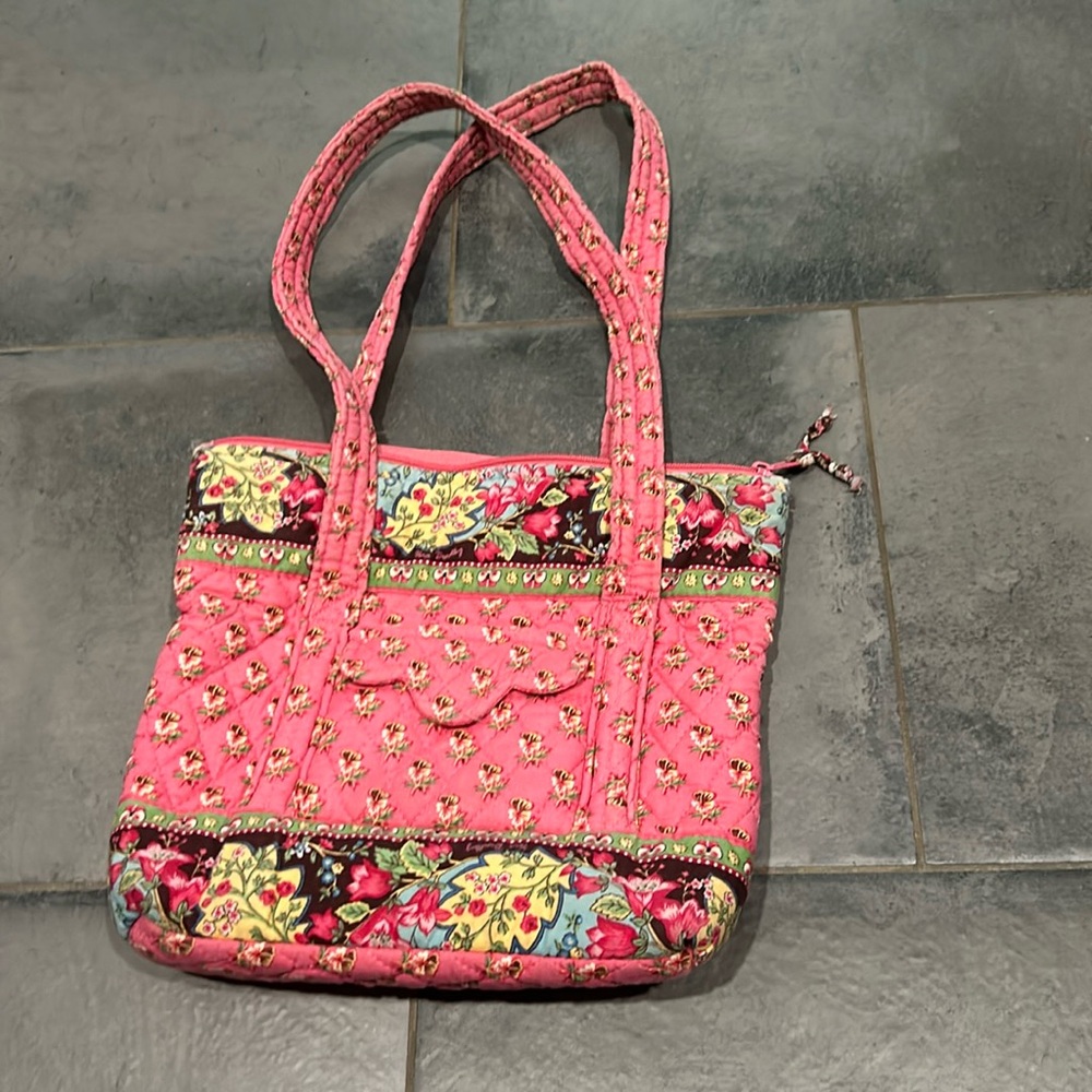 Vera Bradley tote bag. Pink pansy. Retired pattern.